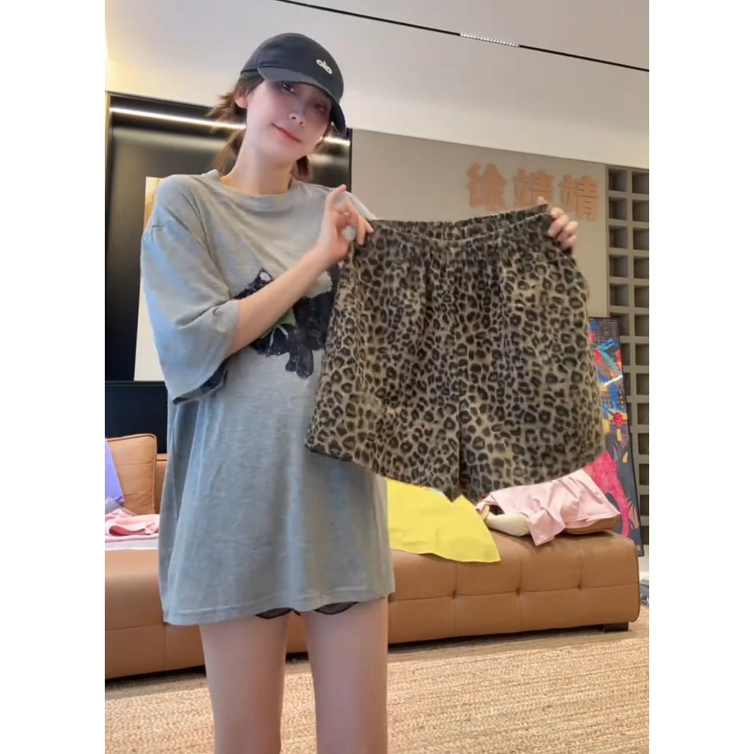 徐靖靖【慵懒豹纹】短裤女夏季新款 宽松时尚遮肉显瘦休闲裤2507022