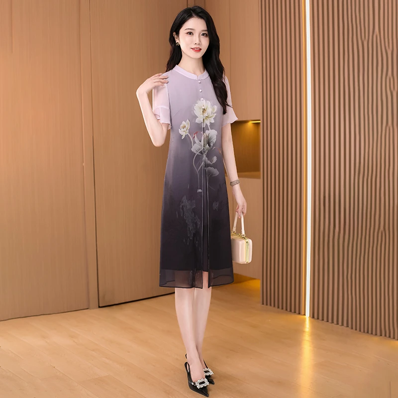 新款优雅新款气质时尚大气休闲收腰连衣裙20118-L