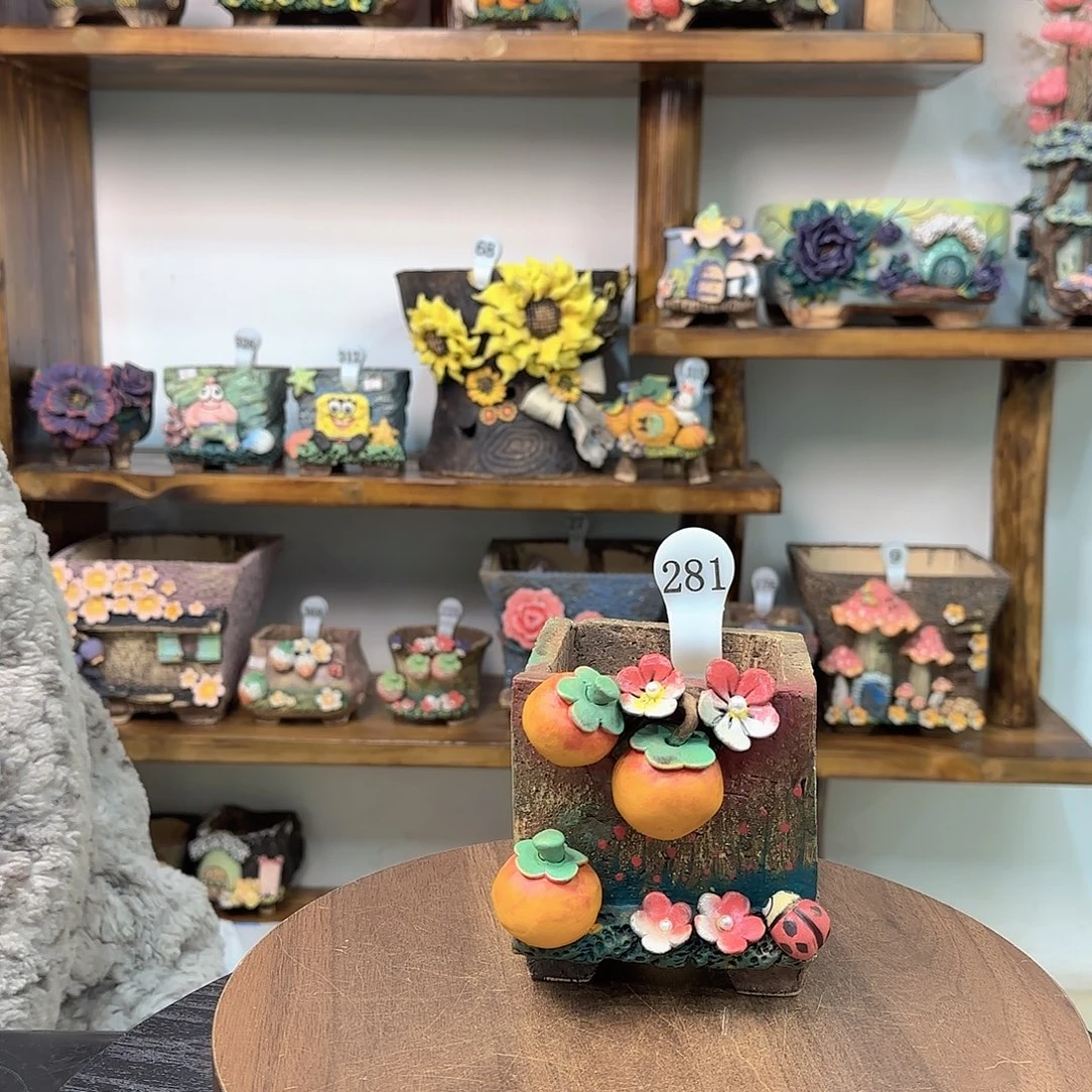 本墨花器麦饭石花盆