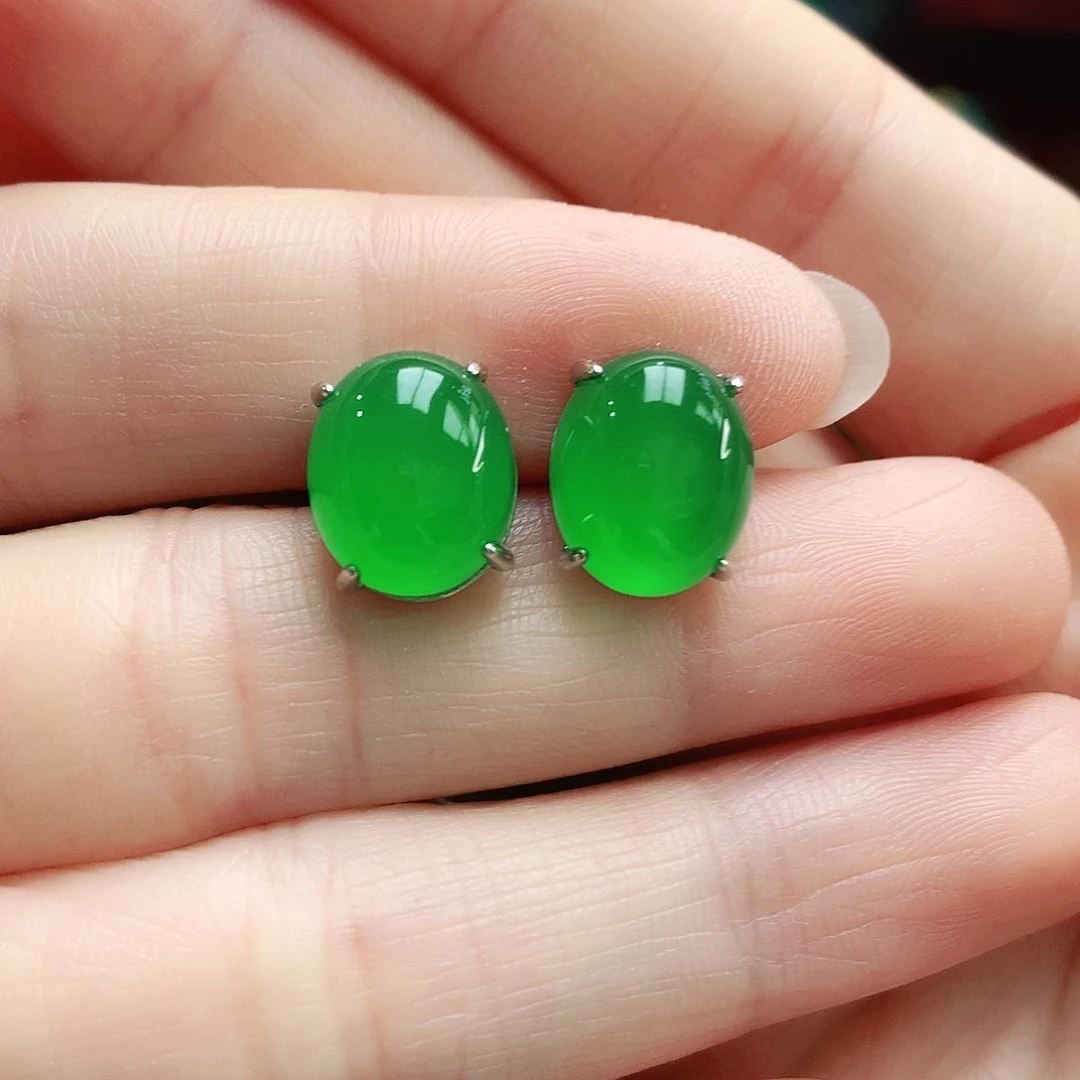 玛瑙/玉髓耳钉银S925镶嵌