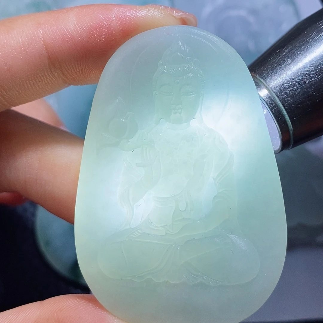 定制翡翠未镶嵌毛货付款后确认抛光