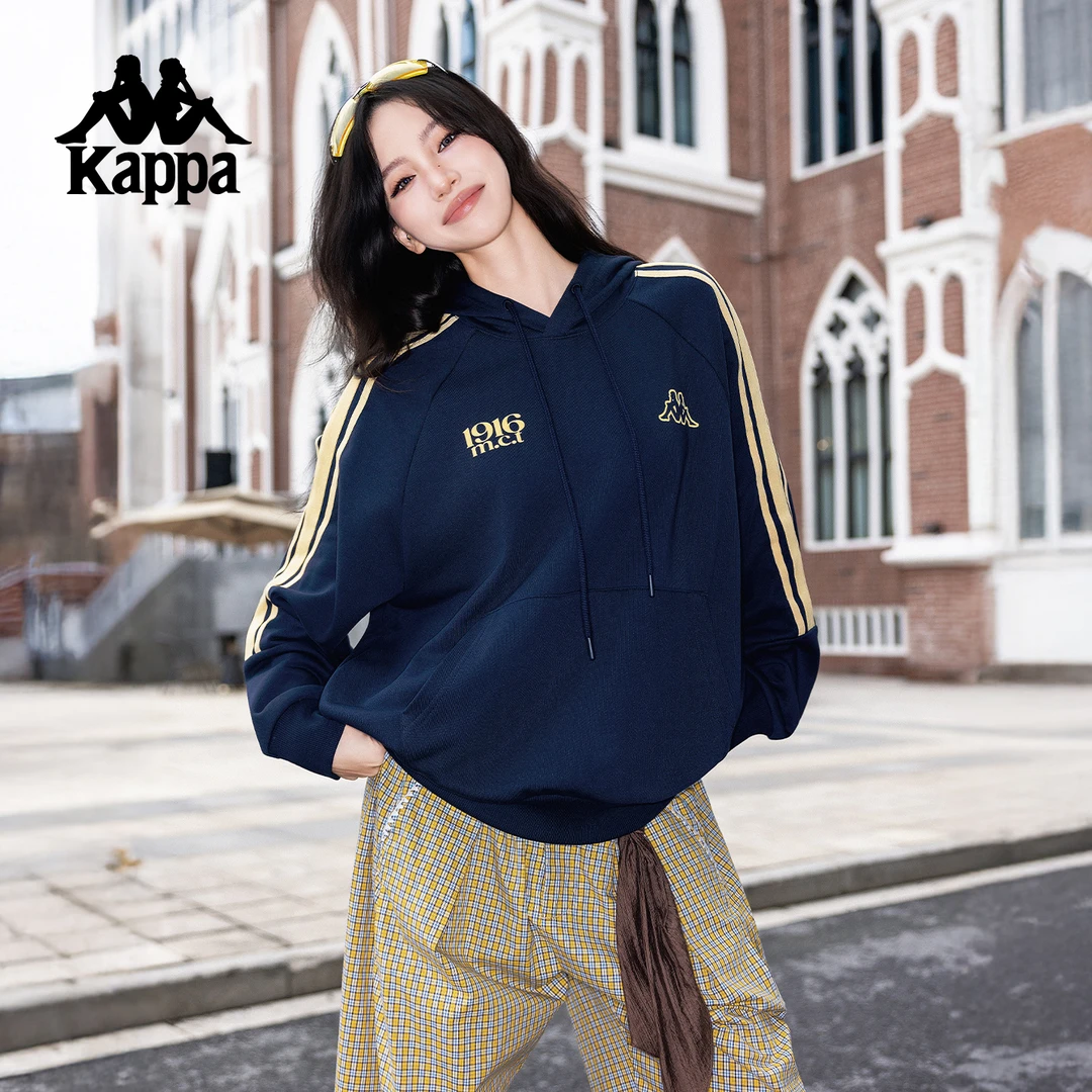 KAPPA/背靠背情侣连帽卫衣女秋季新款运动泽西风长袖上衣男款