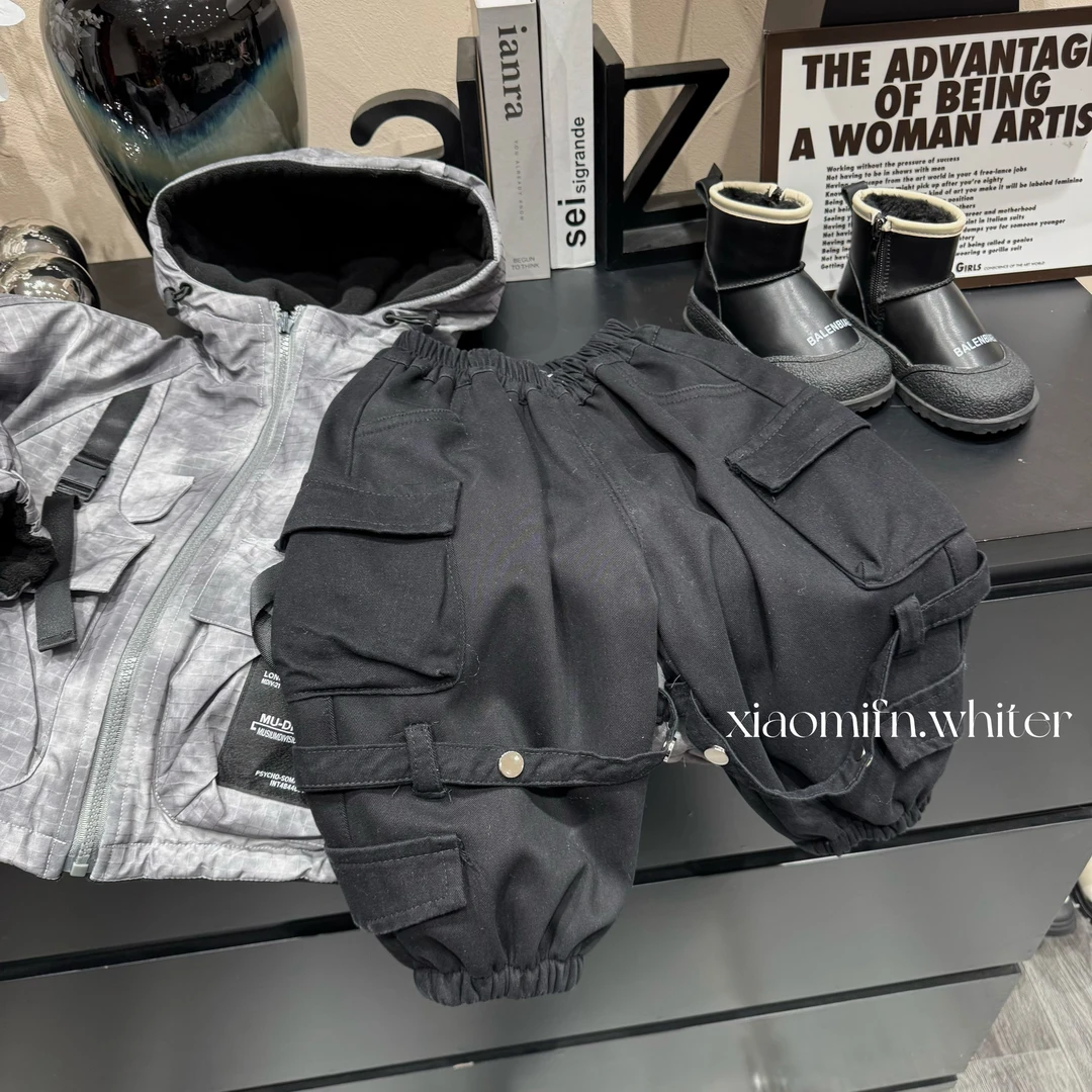 现货〃潮牌灯笼卫裤工装裤韩版男童2024秋款时尚长裤痞帅T2467