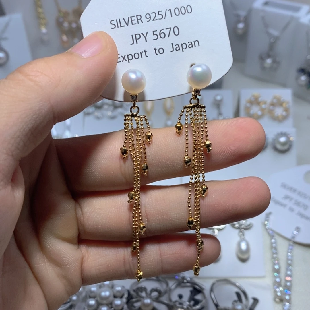 银S925镶嵌淡水珍珠耳饰