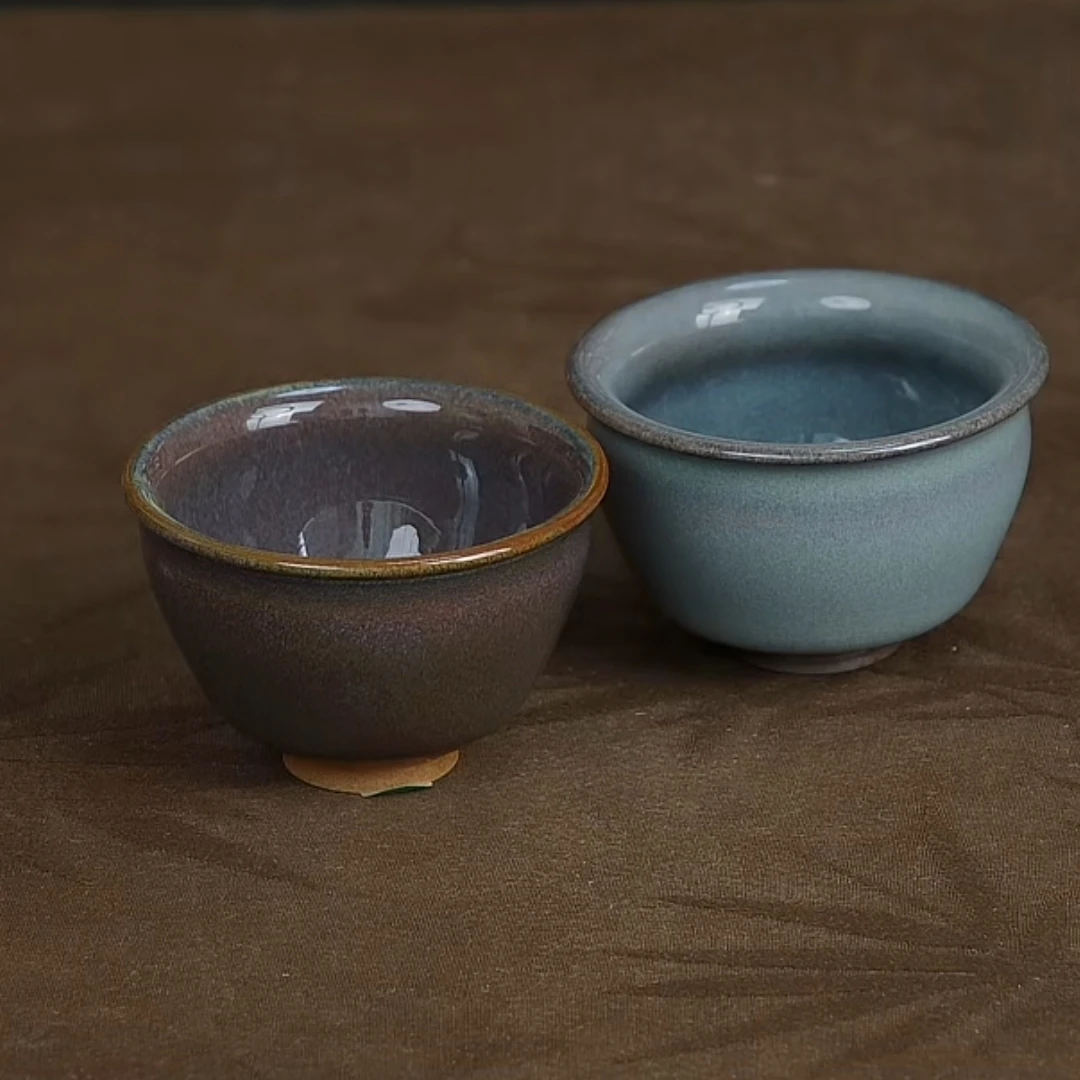 mini小可爱盏紫雀羽蓝雀羽龙泉青瓷高端手工瓷器严卫恩