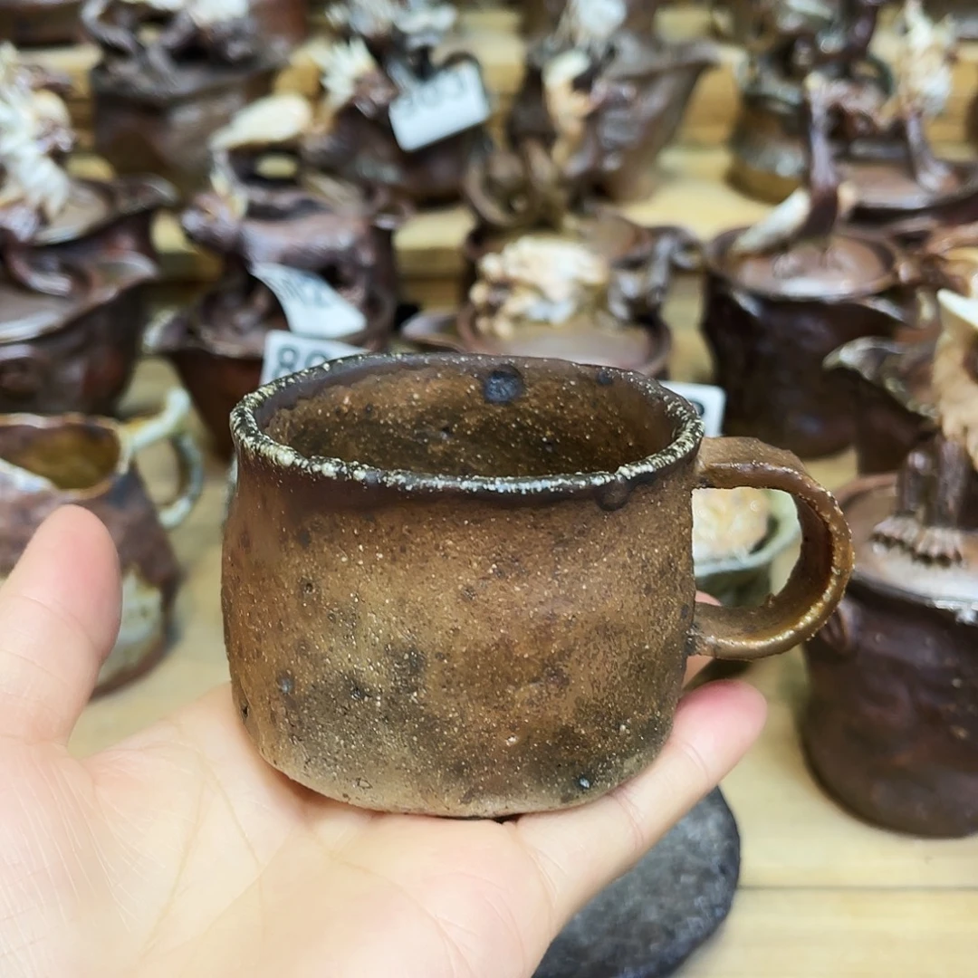瓶柴烧粗陶手捏马克杯