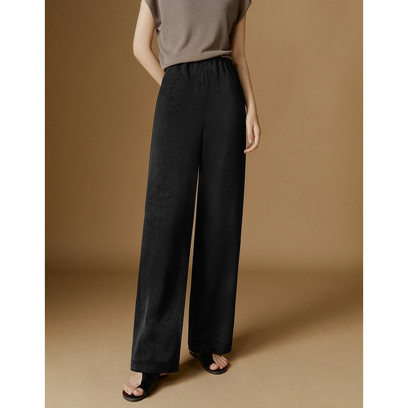 晚白春季新款时尚简约气质裤子休闲宽松直筒休闲裤女24101155