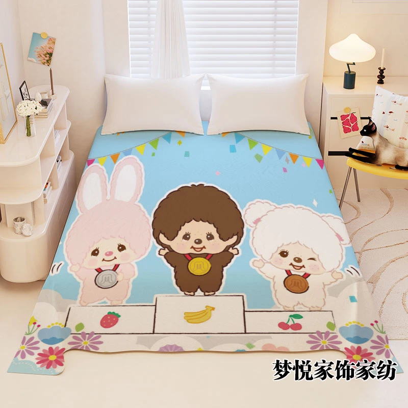 可爱蒙奇奇双人床被单儿童学生宿舍亲肤柔软垫单四季通用单人床单