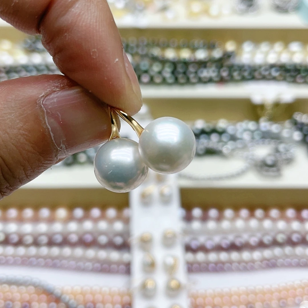 淡水珍珠耳饰银S925镶嵌