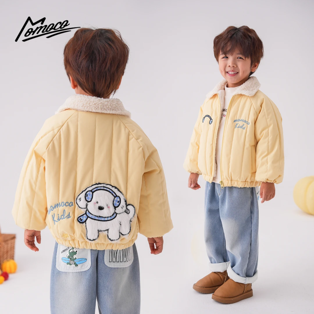 MOMOCO男童冬季新款洋气小狗卡通保暖外套加厚夹克77430101032