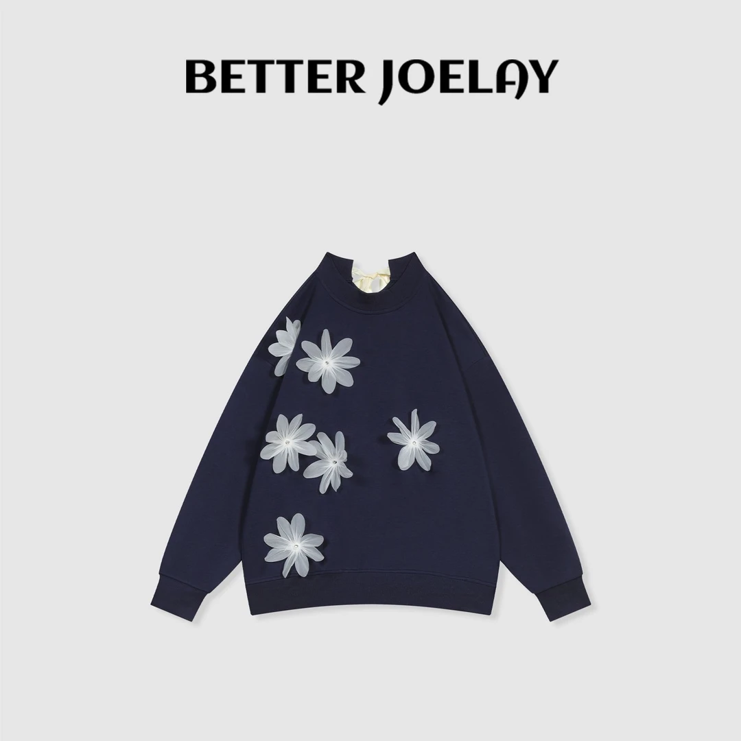 BETTERJOELAY -【白蝶花簇】时尚套头百搭卫衣少女风GG0296