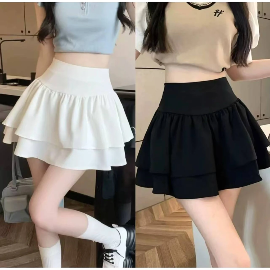【老四推荐】蛋糕裙半身裙夏季高腰小个子超火双层a字蓬蓬短裙8008