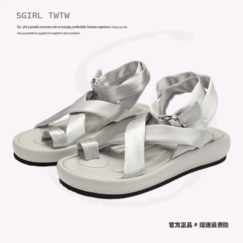 SGIRL TWTW女鞋 2025夏季爆款 时尚复古罗马交叉带厚底凉鞋沙滩鞋