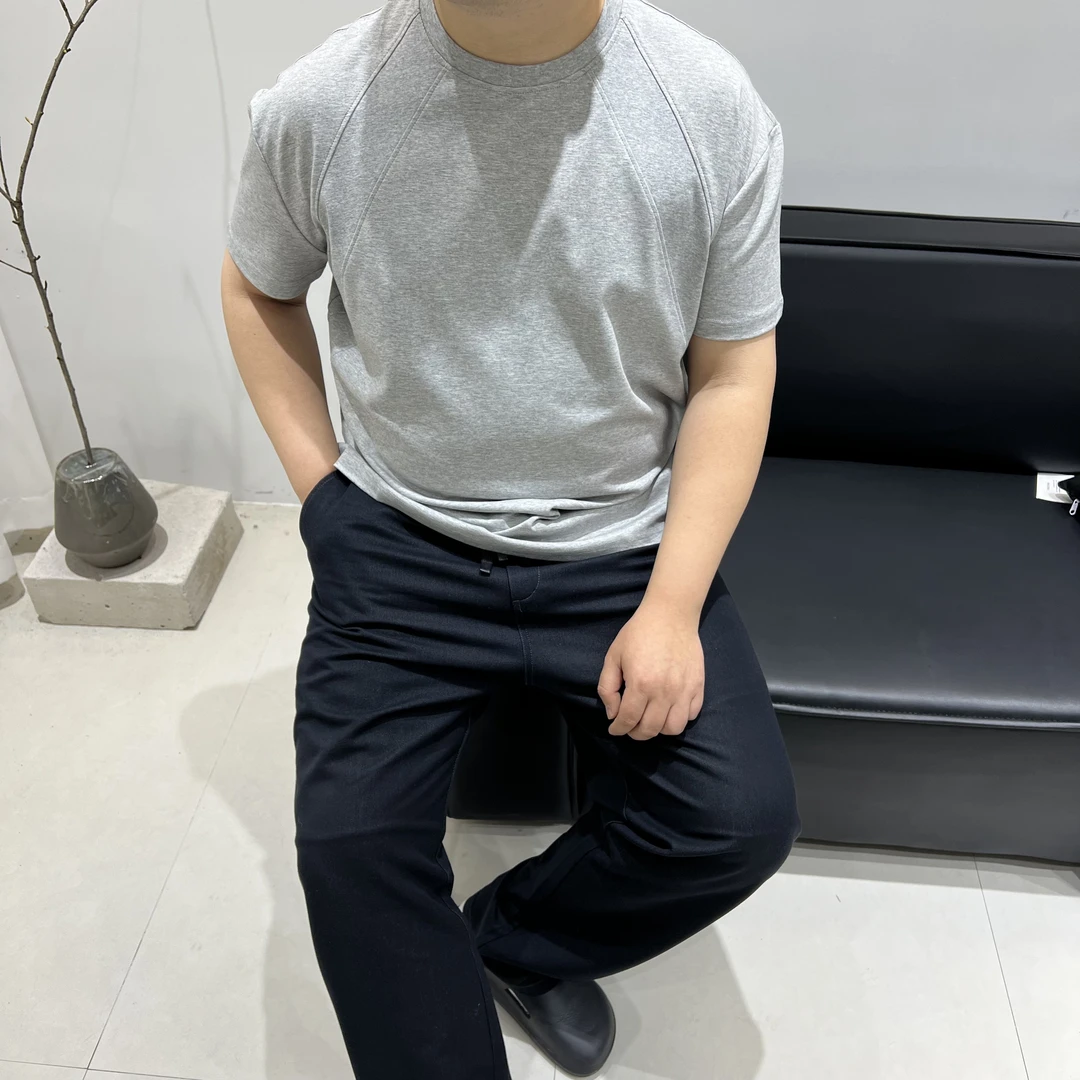 高克重 ｜夏季新品男士拼接短袖T恤抗皱硬挺短款boxy版型