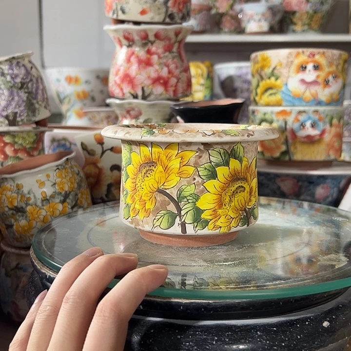 景德镇幸运花盆手绘盆