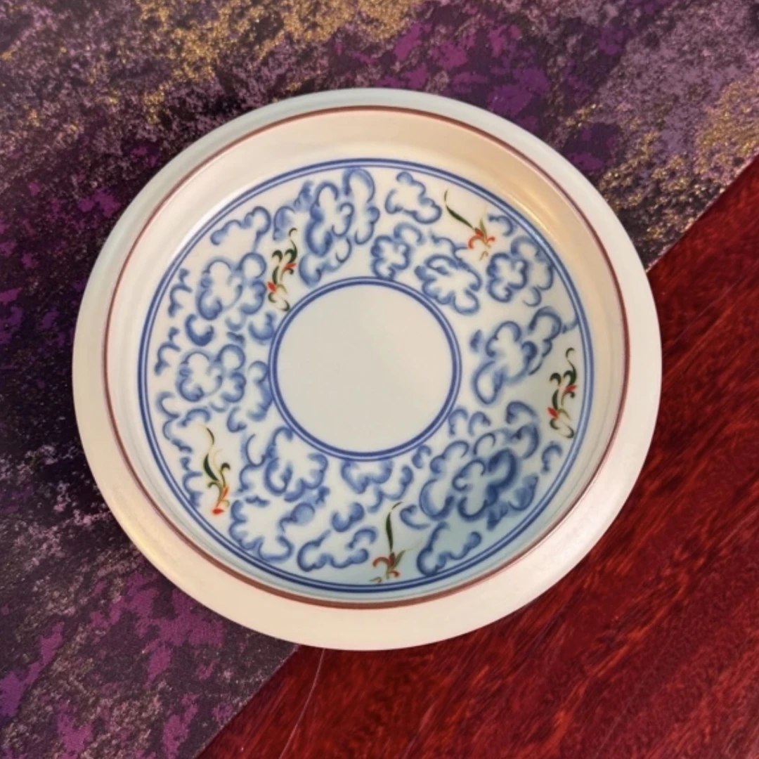 茶禾 青花祥云手绘壶承