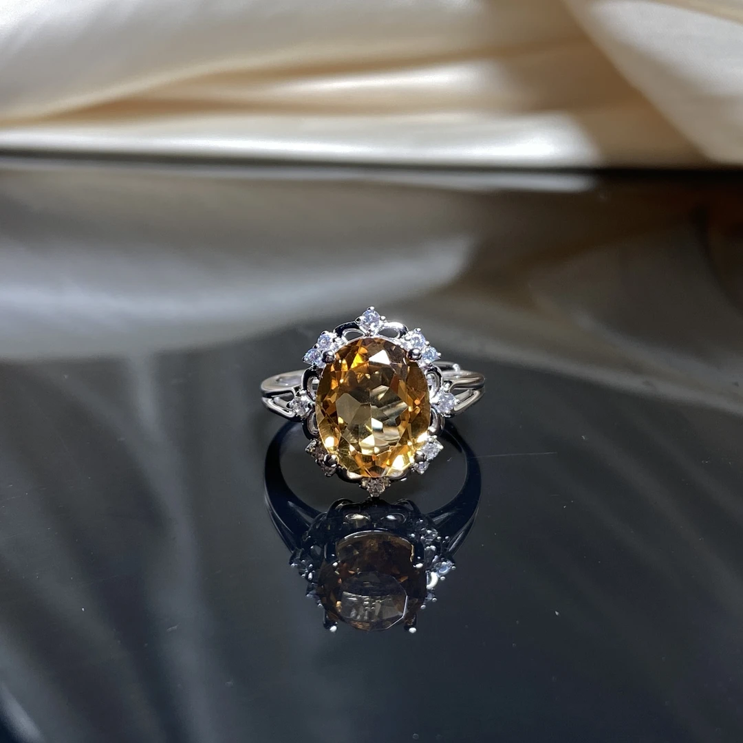 【小北好物】S925银镶嵌黄水晶戒指【约9*11mm】 QH161X201