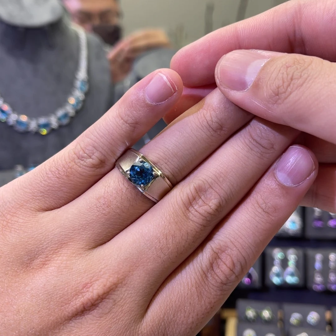 托帕石戒指银S925镶嵌