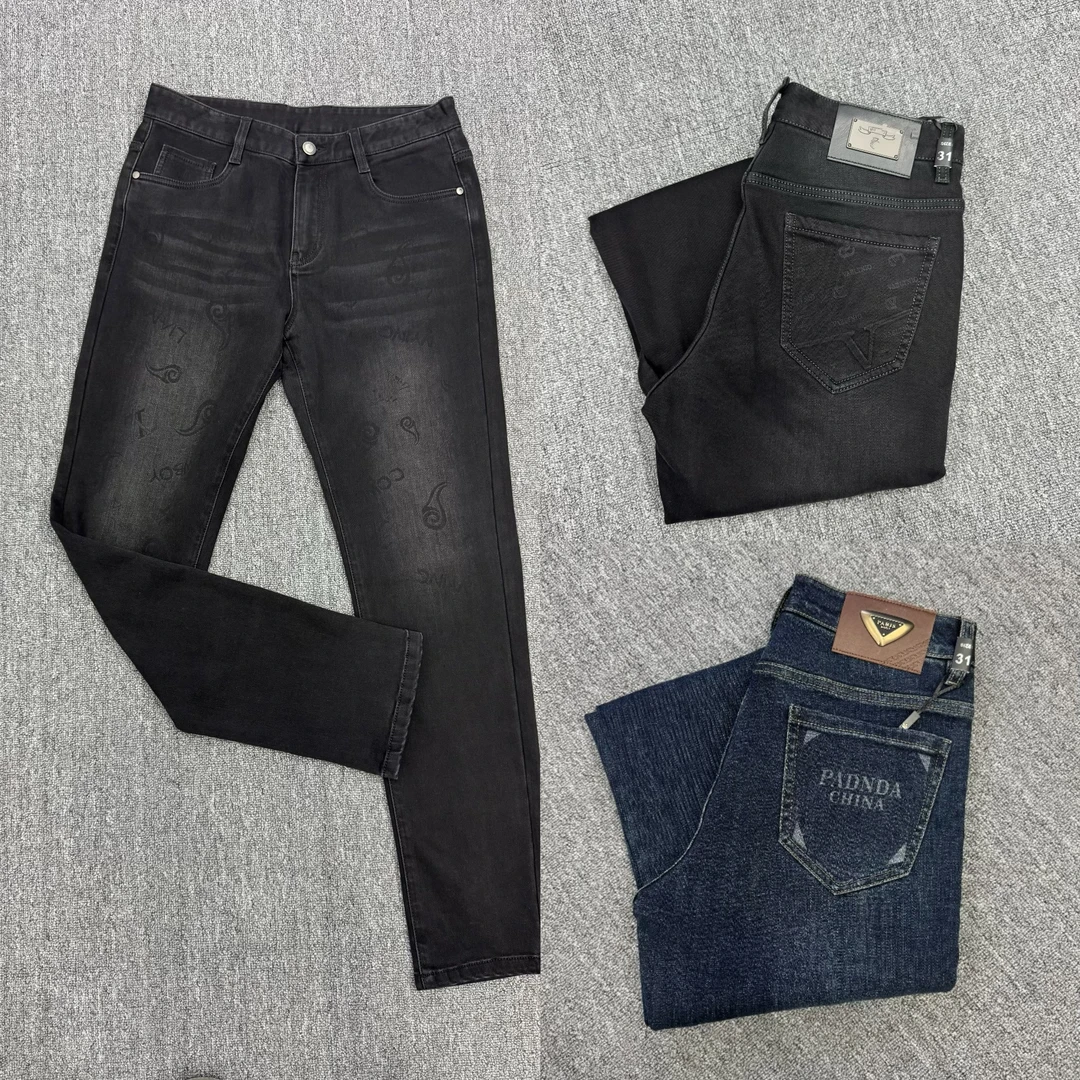 【品牌特价】3款秋冬加绒磨毛拉绒欧货中腰小直筒牛仔裤771