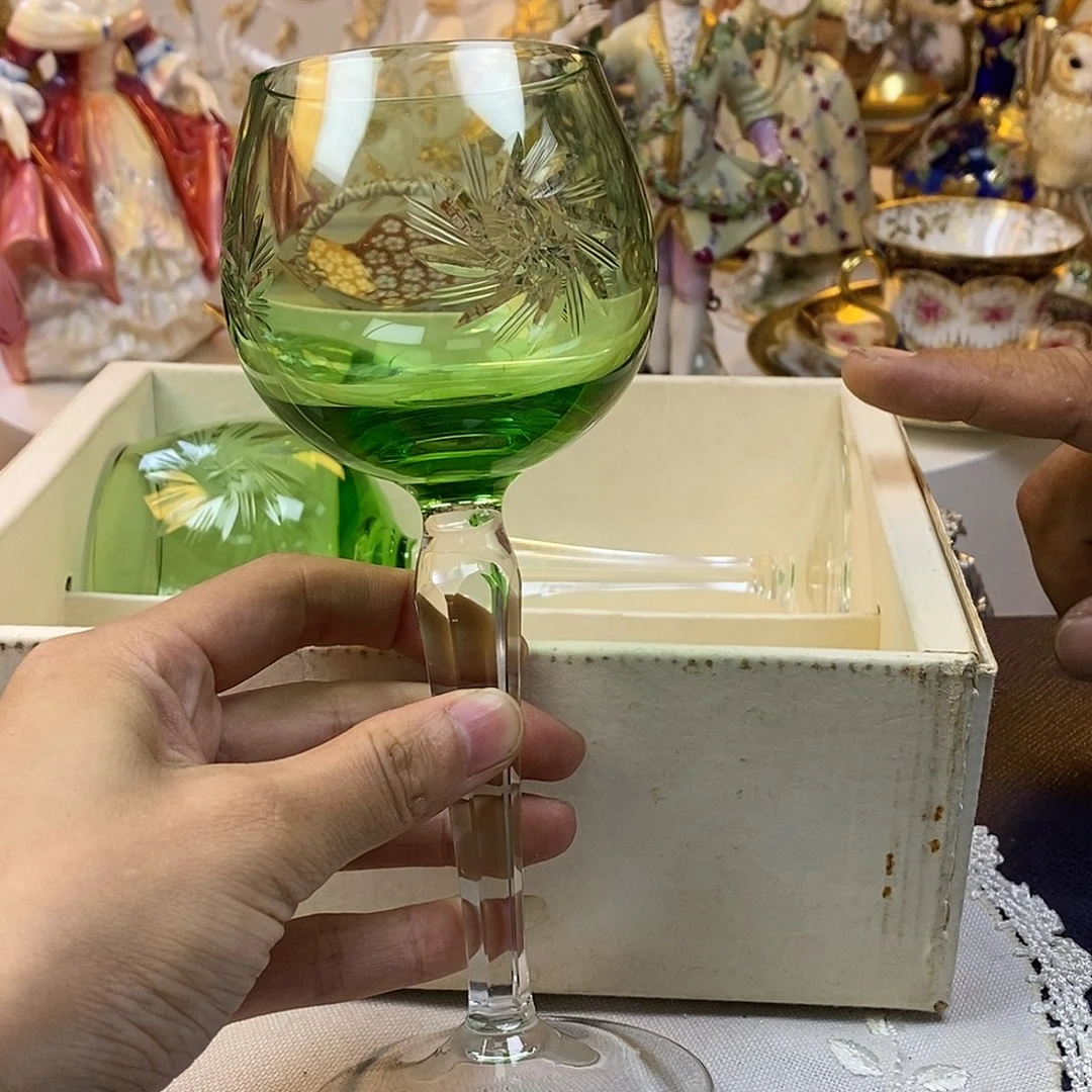 瓷片咖啡杯水晶杯摆件