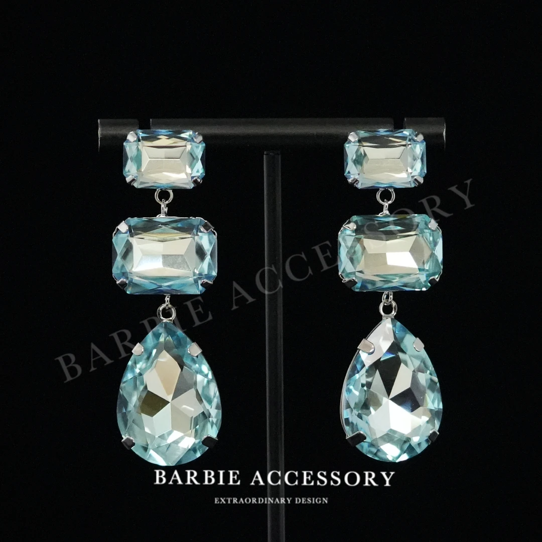 铜合金合成锆石耳饰 【蓝极蓝梨】时尚轻奢设计款高级绝美百搭耳环