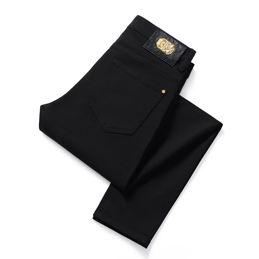 轻奢秋冬厚款男士牛仔裤男款弹力直筒修身商务潮流小脚休闲百搭