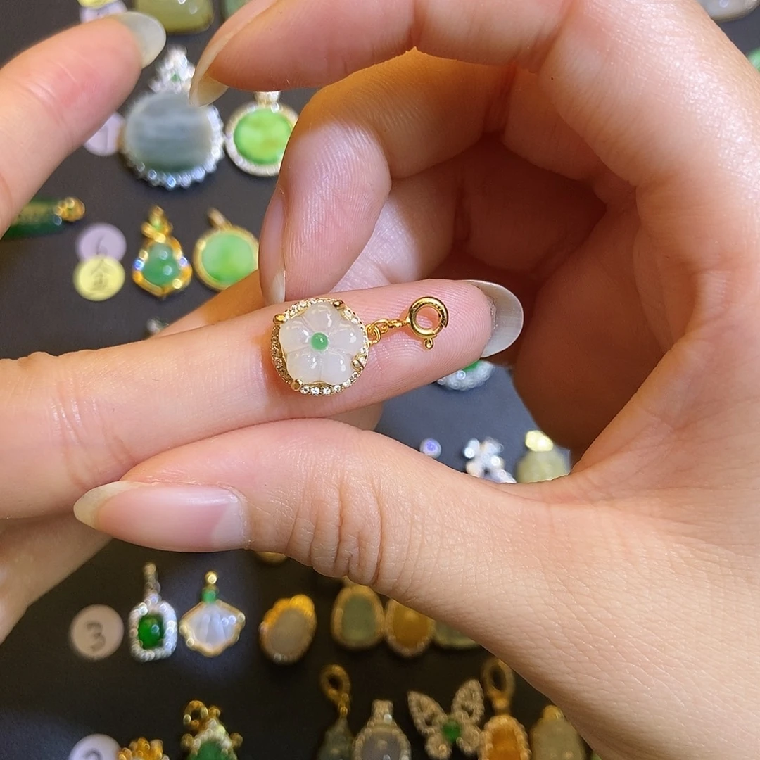 翡翠银S925镶嵌吊坠(不含链)