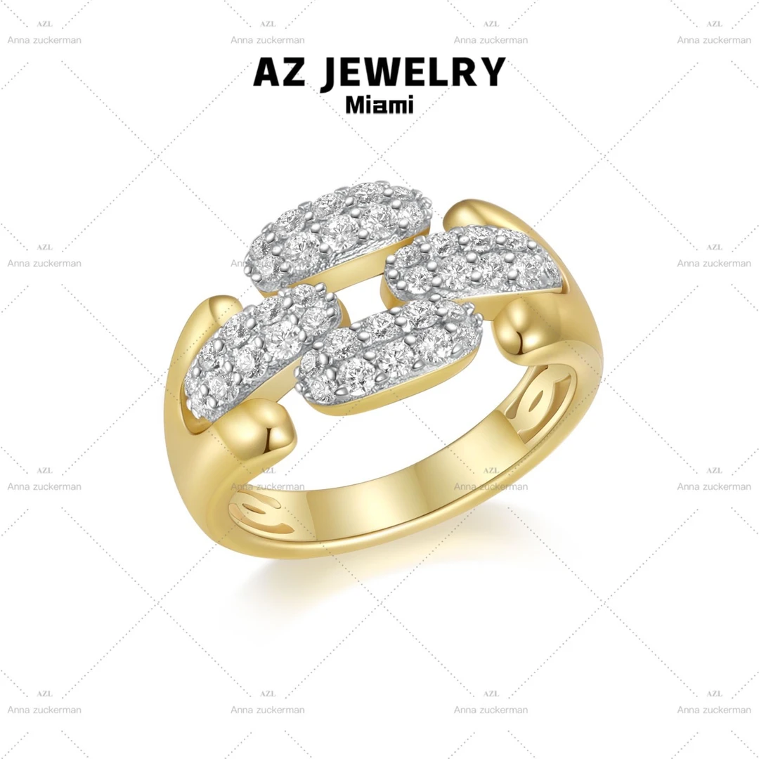 ANNA ZUCKERMAN 925银合成锆石戒指 金色轻奢满钻设计师戒指R0184