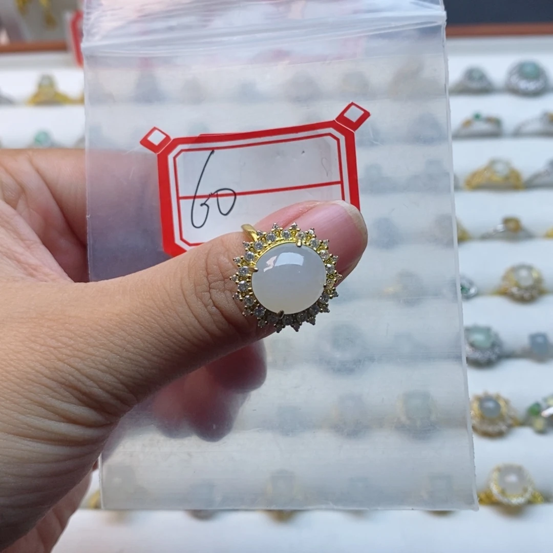 翡翠戒指银S925镶嵌翡翠首饰