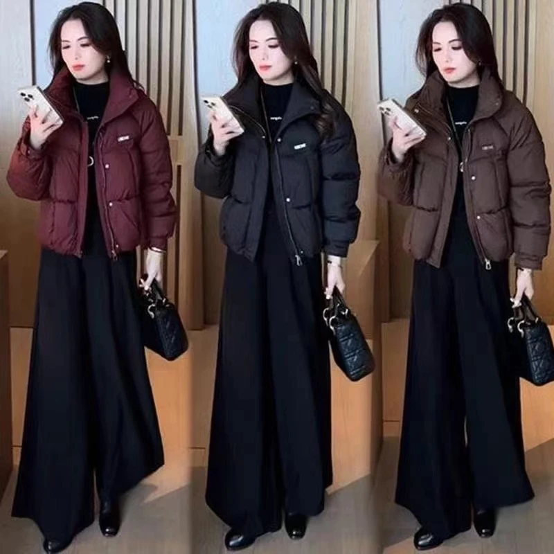 时尚休闲百搭立领棉服女2025年冬季新款小个子夹棉加厚53015