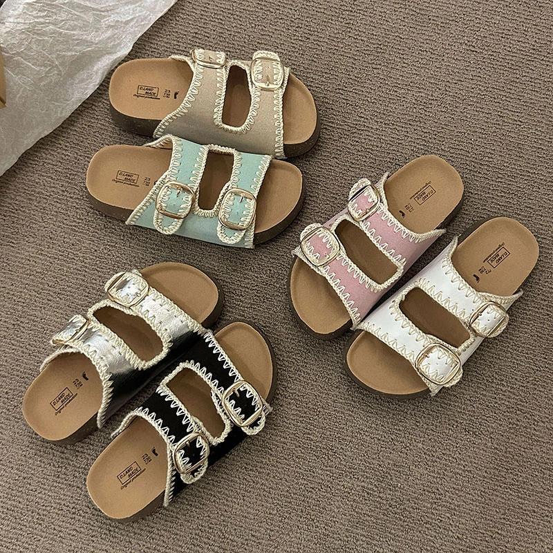 法式增高厚底博肯半拖鞋女2025夏季新款外穿配裙子一字沙滩凉拖鞋