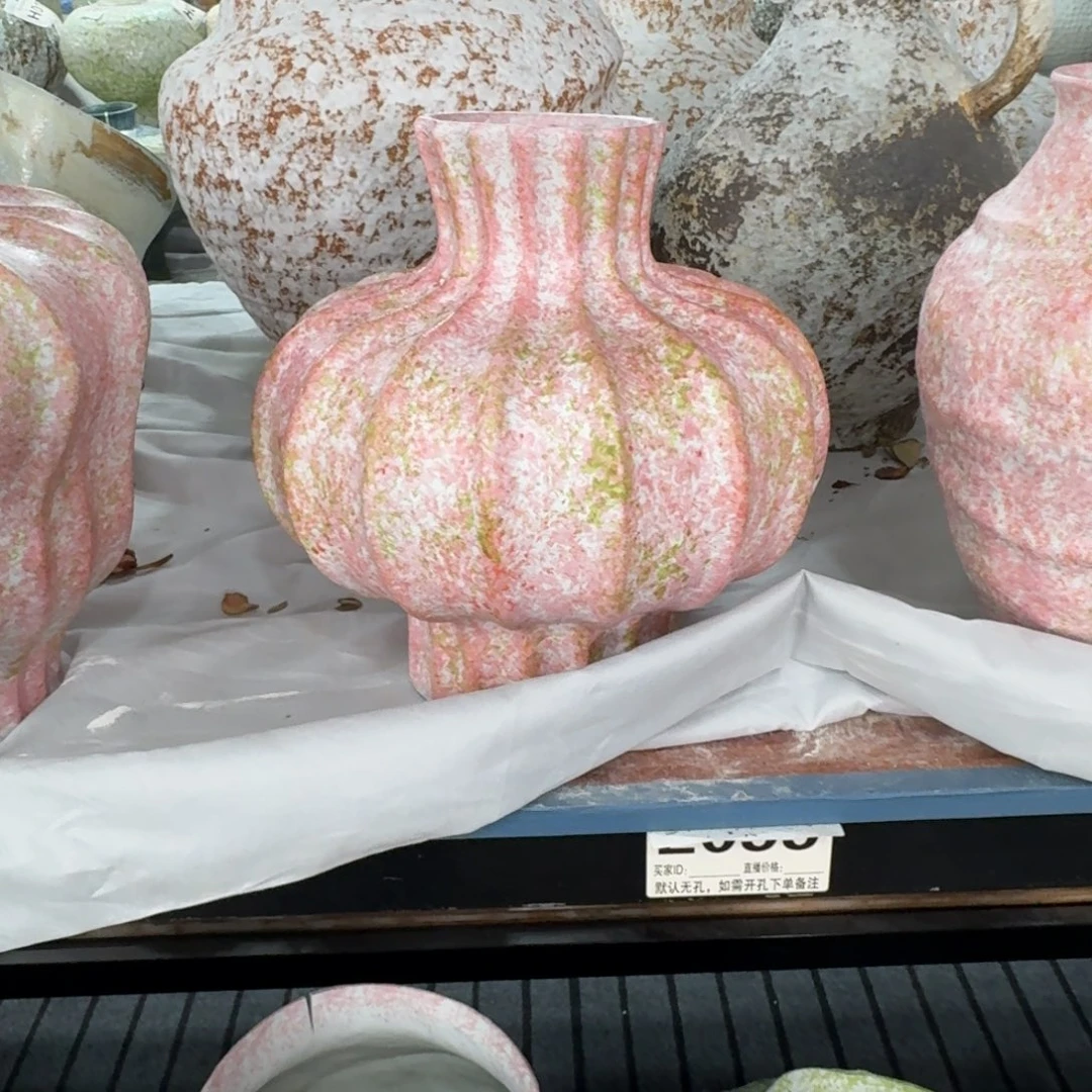 红***叶陶摆件景德镇高温花瓶编码2055高27口8默认无孔