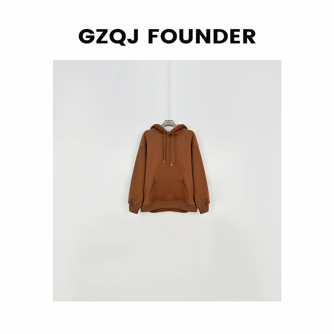 GZQJ 【前卫颠覆】高质感纯色半高领连帽套头加绒卫衣 7591