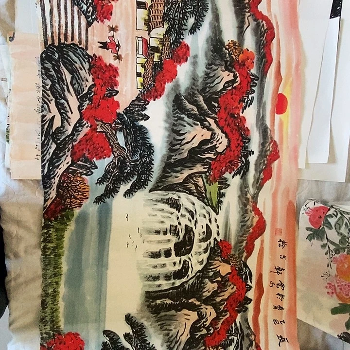 国画谢吉桥老师四尺横幅手绘山水