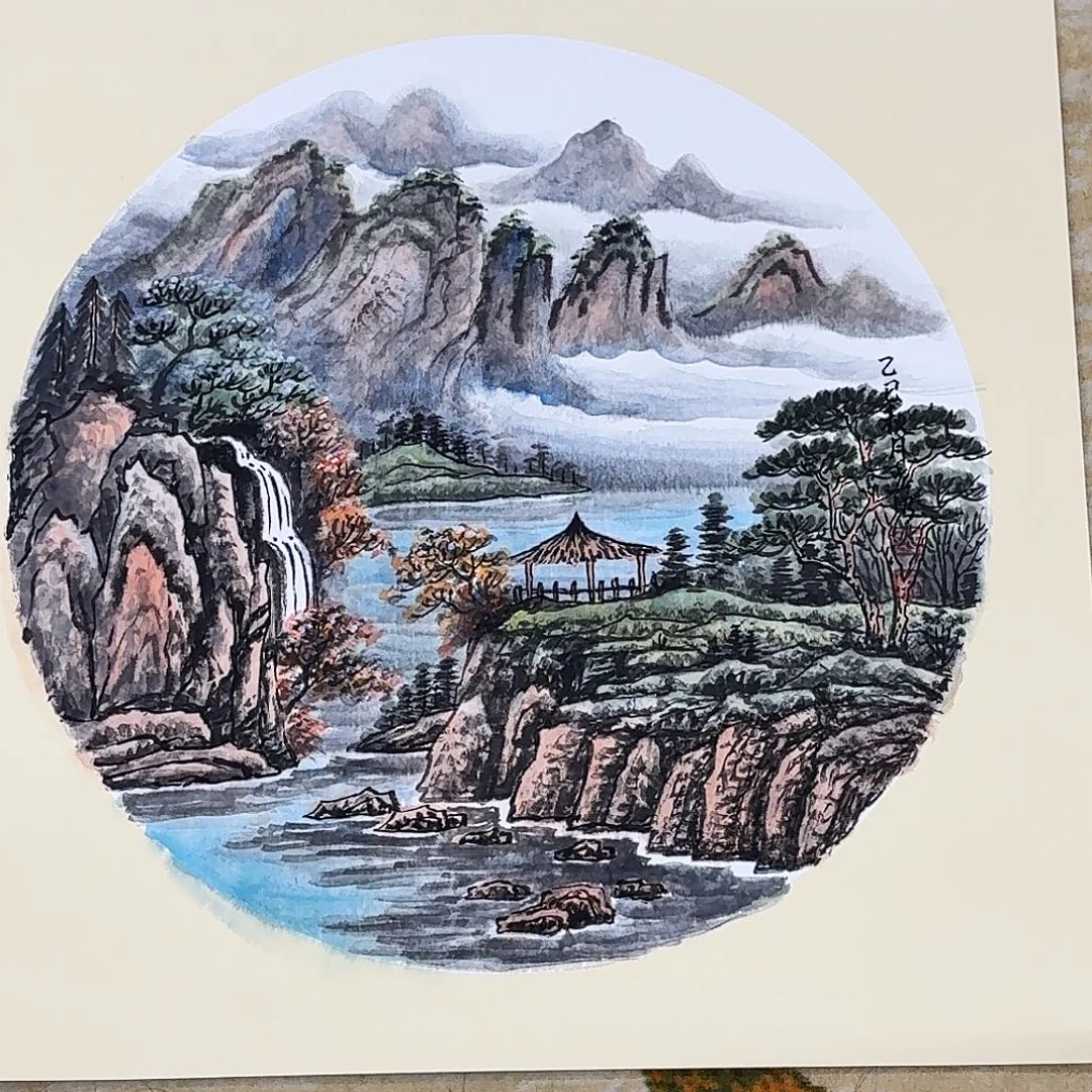 国画50都放卡纸山水