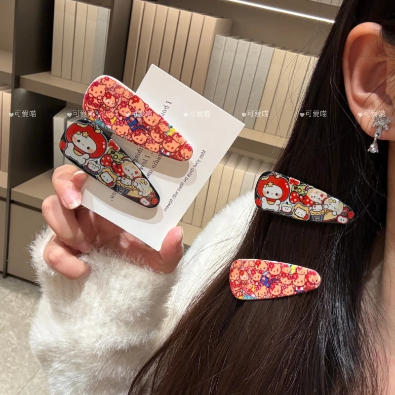 满印Kitty发夹甜美少女心卡通鸭嘴夹侧边刘海夹学生可爱kt猫发饰