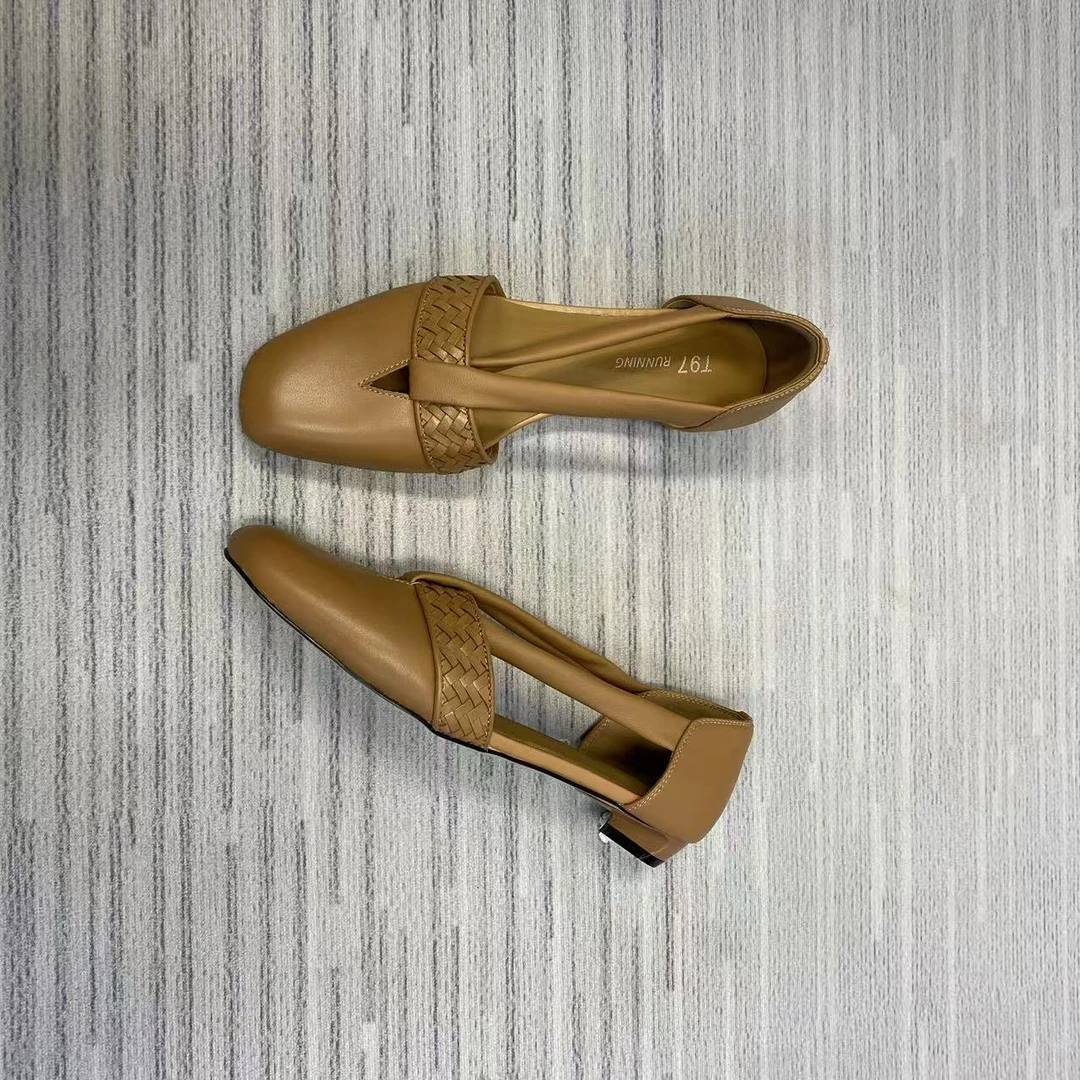 36码真皮低跟凉鞋样品鞋孤品F17