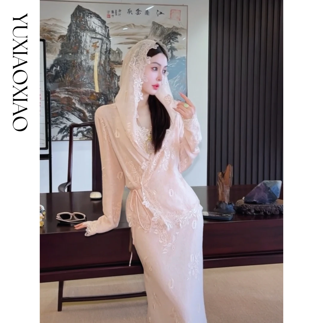 余潇潇【花语许愿池】100棉重工绣花显白系绳外套&半裙&带胸垫吊带