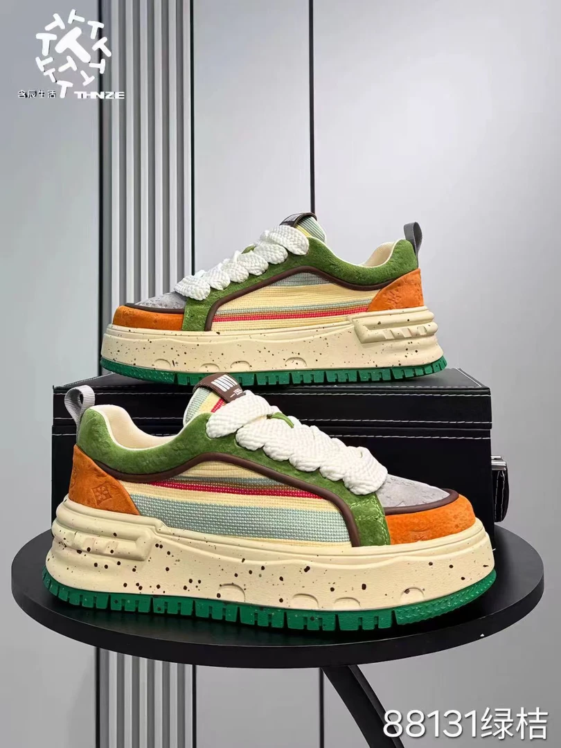 含辰生活休闲鞋车缝线增高厚底休闲板鞋男士低帮甜辣千金风鞋子