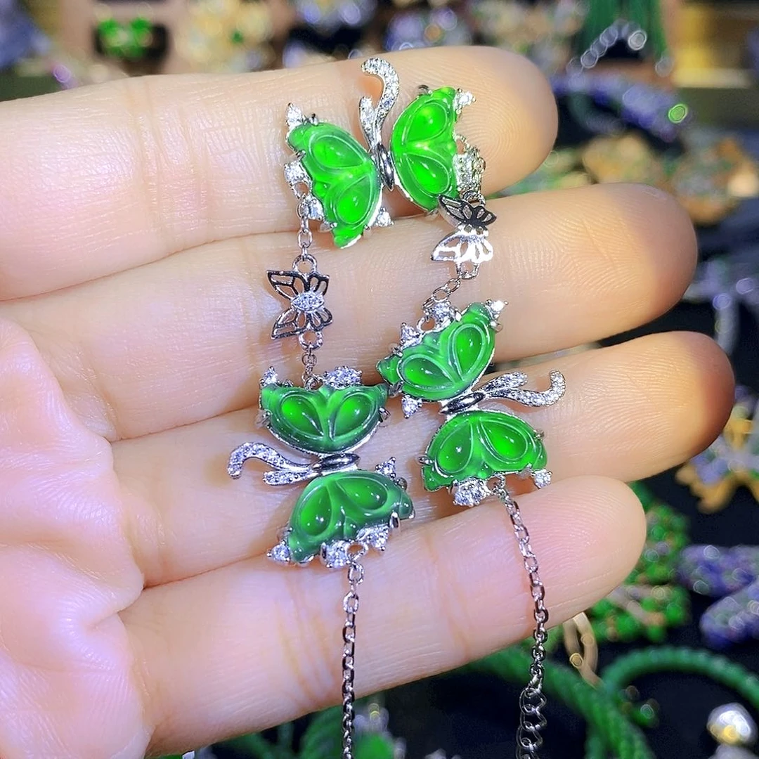 颈饰银S925镶嵌翡翠