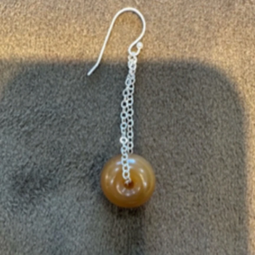 黄白老玉带糖耳坠