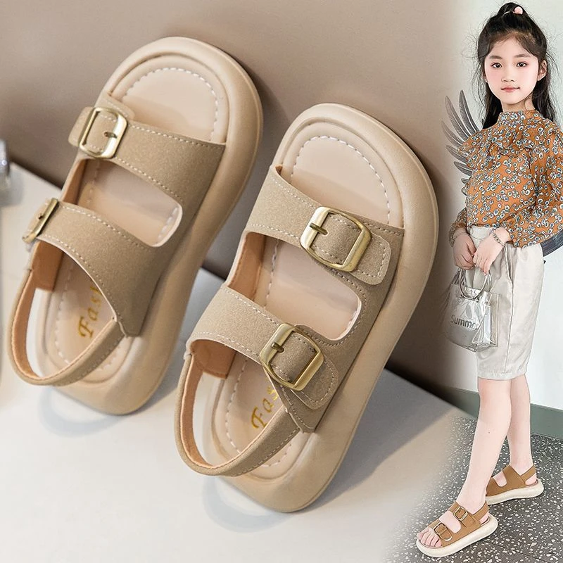 女童百搭纯色公主凉鞋2025夏季新款女孩中大童宝宝软底学生沙滩鞋