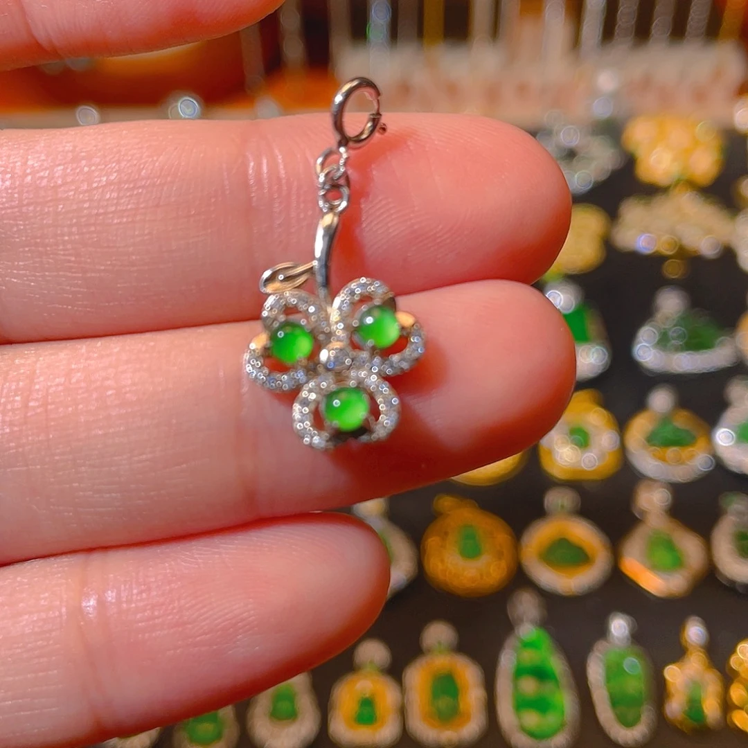 翡翠银S925镶嵌吊坠(不含链)