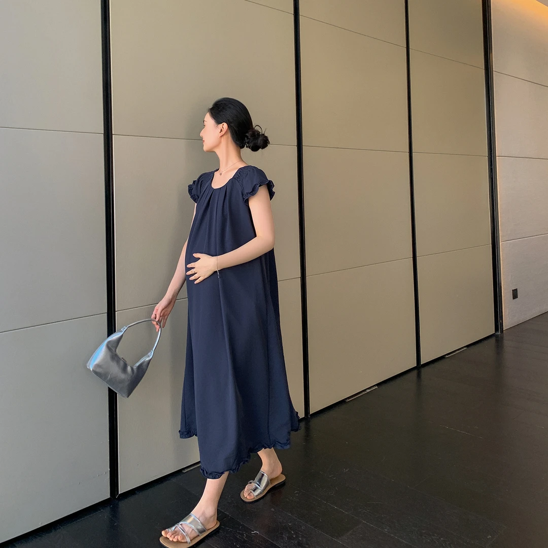 ZMA孕妇装【花边A字连衣裙】高级感夏新款长裙夏装薄款显瘦