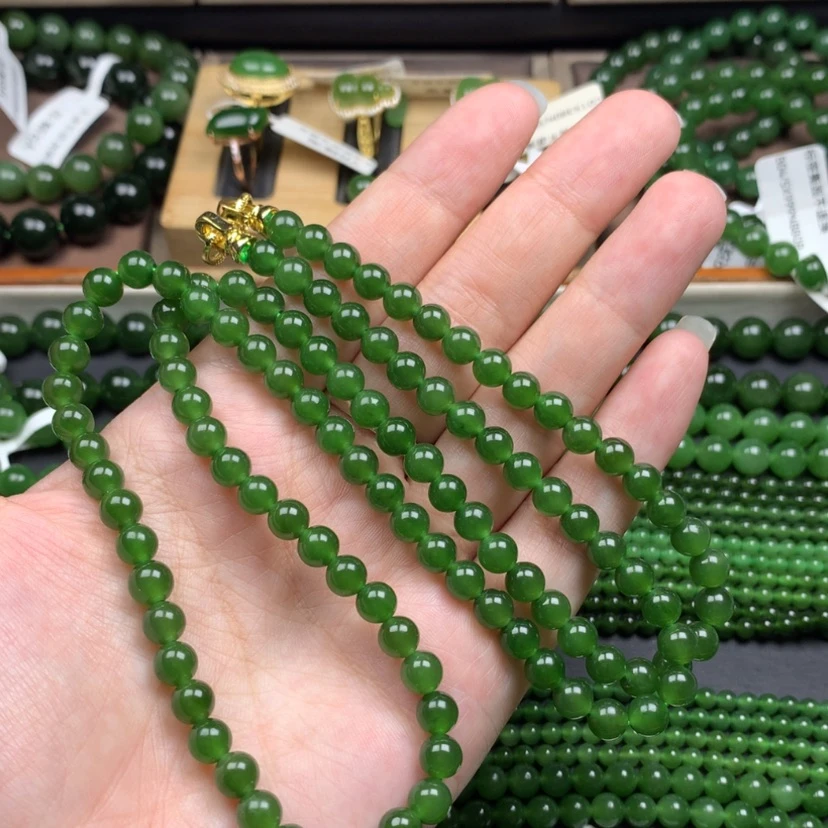 【闪购商品】颈饰未镶嵌和田玉（碧玉）6m辣绿无黑高货