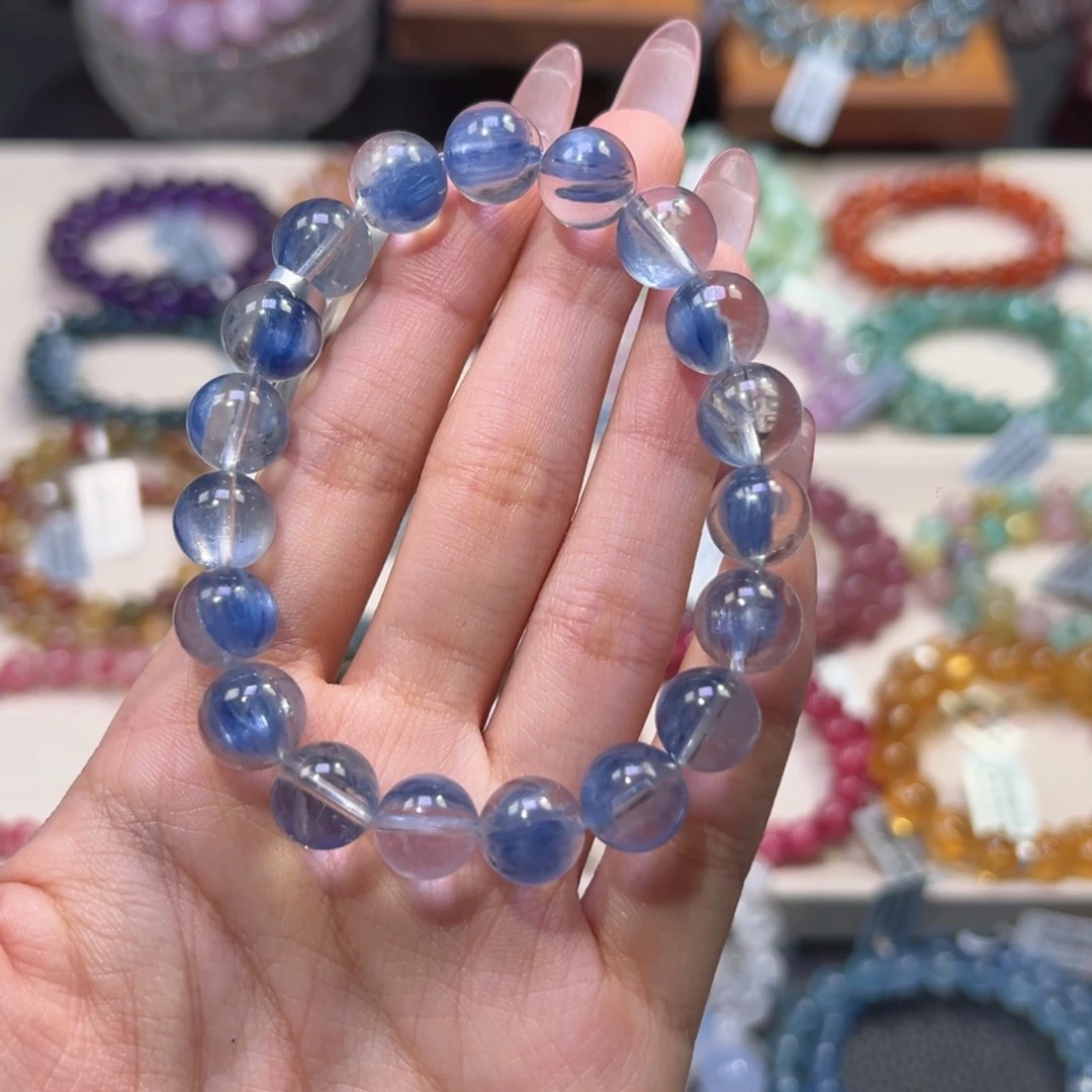 水晶手串未镶嵌?**?10m天花板级冰种玉化蓝晶石