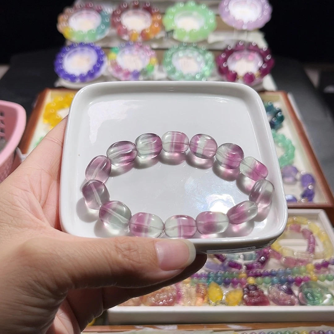 手串未镶嵌萤石粉紫绿糖豆