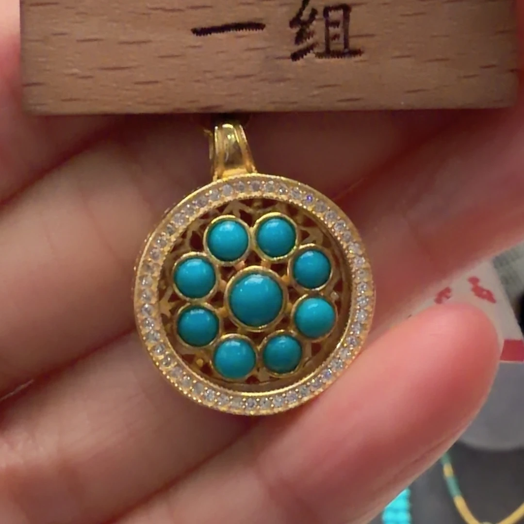 绿松石银S925镶嵌耳饰