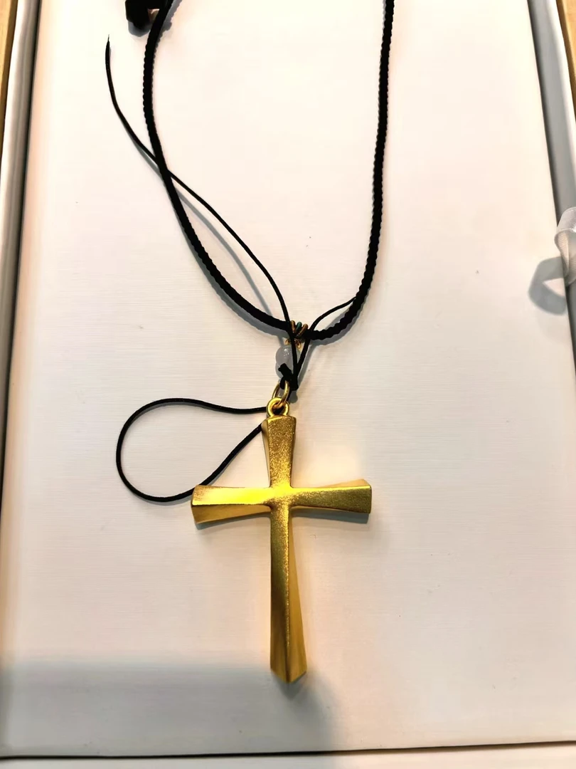 吊坠足银 古法十字架吊坠项链毛衣链