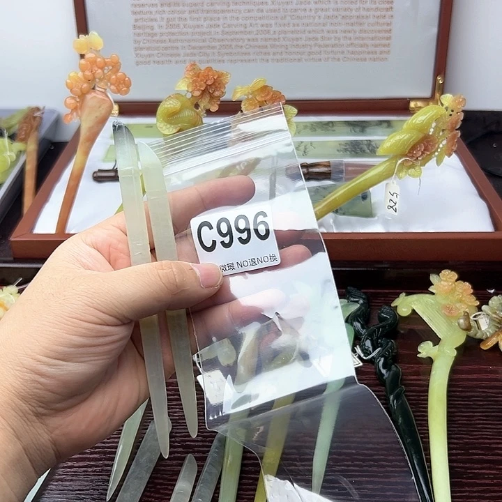 蛇纹石玉发饰合金钻*